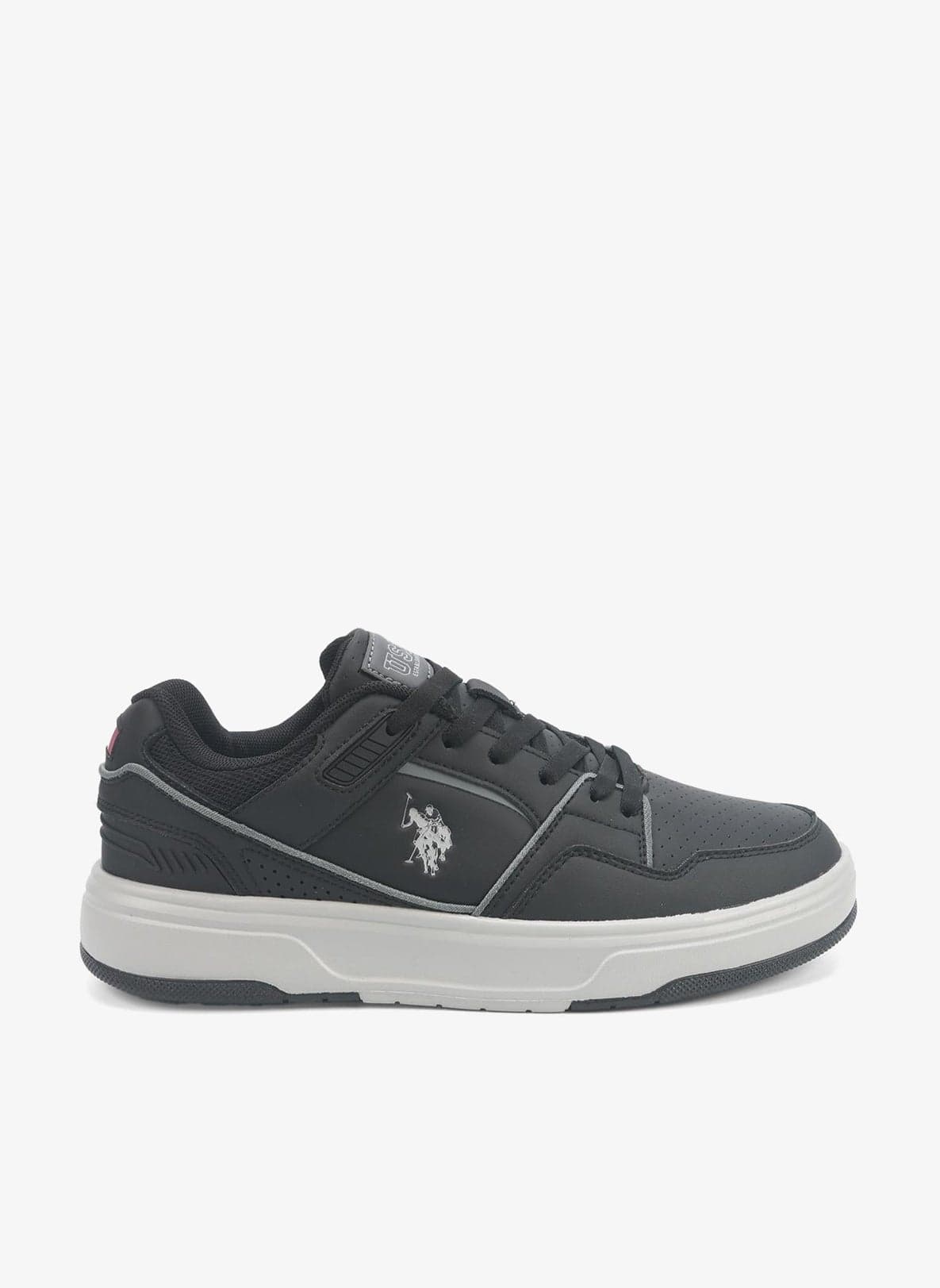 Men's Black Classic Low-Top Sneakers, Bold Lace-Up Style Shoes, Comfortable Casual Footwear
