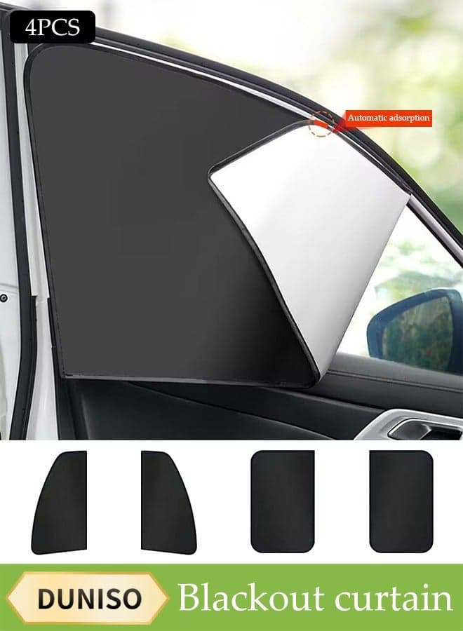 4Pcs Magnetic Car Window Sunshade Cover for Summer UV Protection, Foldable Heat Insulation Board, Heat And Sun Protection, Used for Side Window Front And Rear Windshields, Universal For Cars, Suvs, Trucks