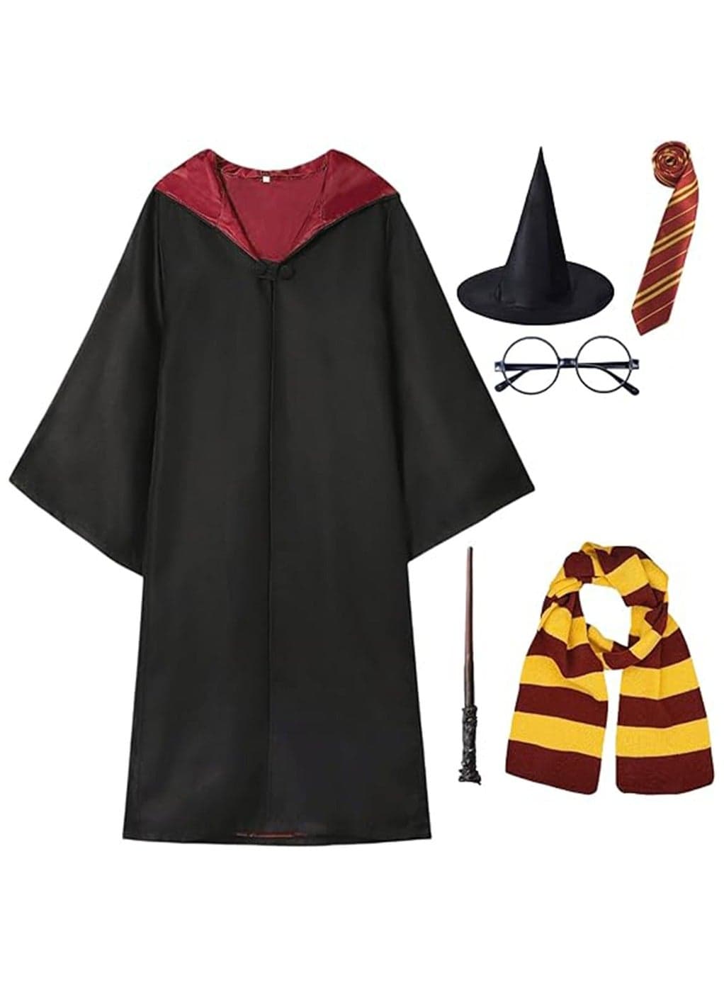 Wizard Costume for Kids & Teens, Wizard Robe Cosplay for Boys Girls Dress Up, Themed Parties,M(8Y-12Y)