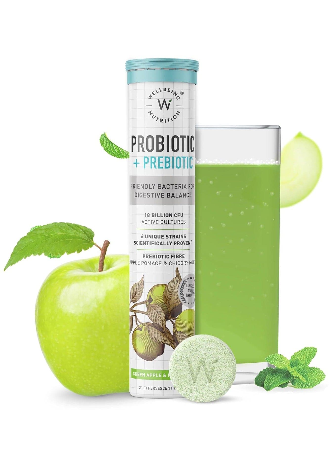 Daily Probiotics Prebiotics Supplement For Men And Women 21 Effervescent Tabs