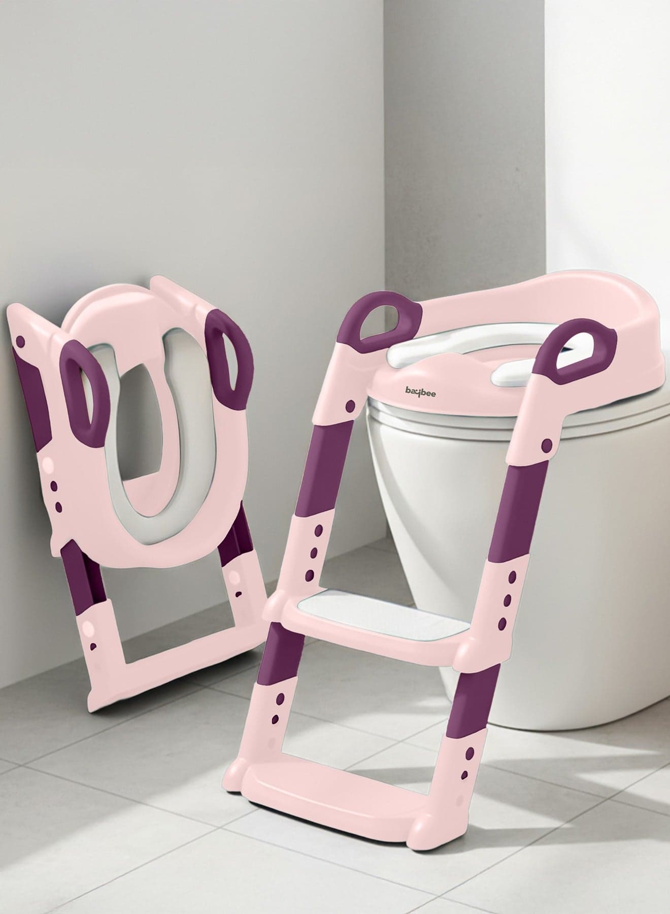 Aura Baby Potty Seat With Ladder For Western Toilets Kids Toilet Potty Training Seat For Baby With Handle Cushion Kids Potty Chair Kids Potty Seat For Baby Kids 2 To 5 Years Boys Girls Pink
