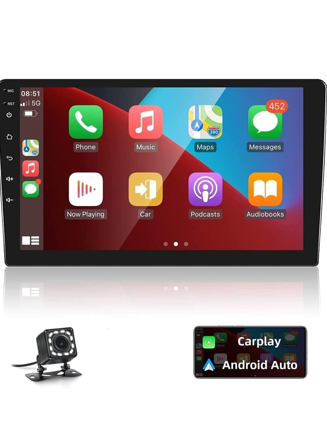 9 Inch Android Car Stereo Double Din with Wireless CarPlay & Android Auto | 2GB RAM 32GB Memory | Touch Screen Head Unit | GPS Navigation, WiFi, Hi-Fi Sound, FM Radio, Split Screen & Backup Camera Support