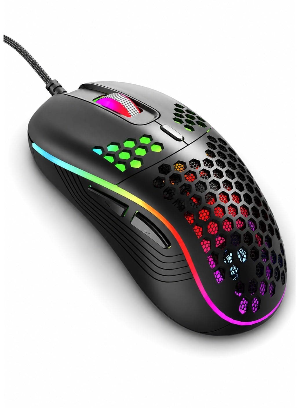Wired Gaming Mouse, 4 Adjustable DPI Up to 7200, RGB Backlight, Lightweight and Ergonomic USB Computer Mouse with High Precision Optical Sensor for PC, Mac, Laptop Black