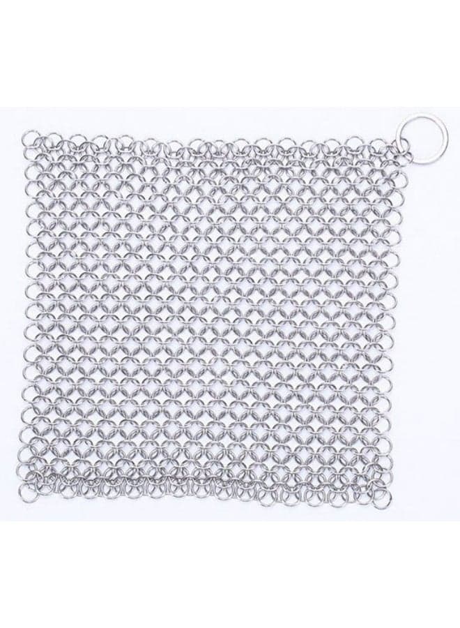 Cast Iron Cleaner Stainless Steel Chainmail Scrubber for Pre-Seasoned Pan Stainless Steel Pot Cast Iron Pan Support Dishwasher Cleaning