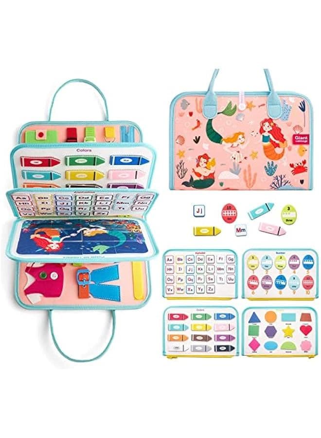 Interive Mermaid Busy Board Toy for 24 Year Old Girls and Boys Educational Montessori Travel Toy