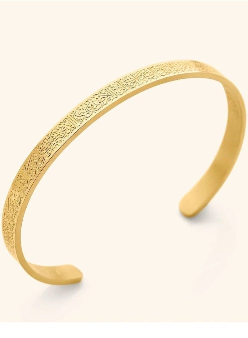 Cuff Bracelet, Stainless Steel Engraved Adjustable for Men & Women Fashion Vacuum Gold Plated