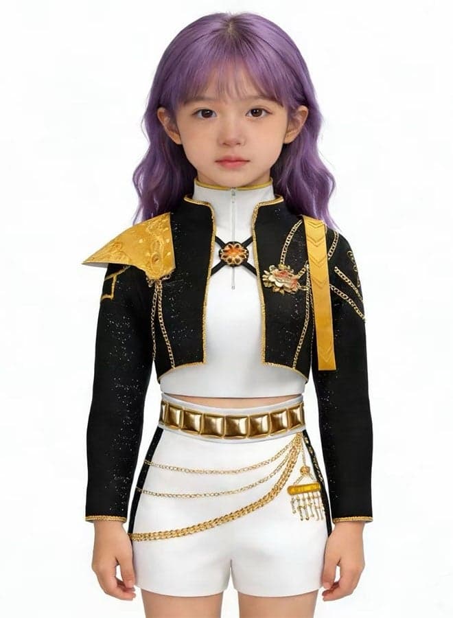 K-POP Girls Demon Hunters Group Rumi Cosplay Costume Set, Idol Stage Outfit, Role-Play Party Costume, Halloween Party & Performance Set, For Stage Performances, Theme Parties, Talent Shows And Various Occasions ,For Ages 8 Children's Performance Outfit, One Size