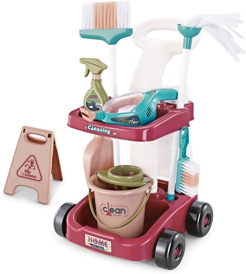 Mini Panda Cleaning Cart Kit for Kids 3+ - Pretend Play Set
