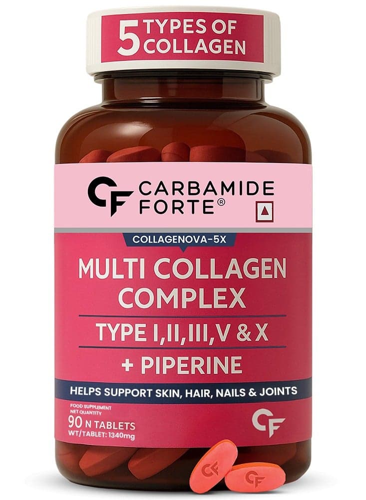 Hydrolyzed Multi Collagen | Peptide with all 5 Types of Collagen Including TYPE I, II, III, V & X Collagen Powder - 90 Tablets
