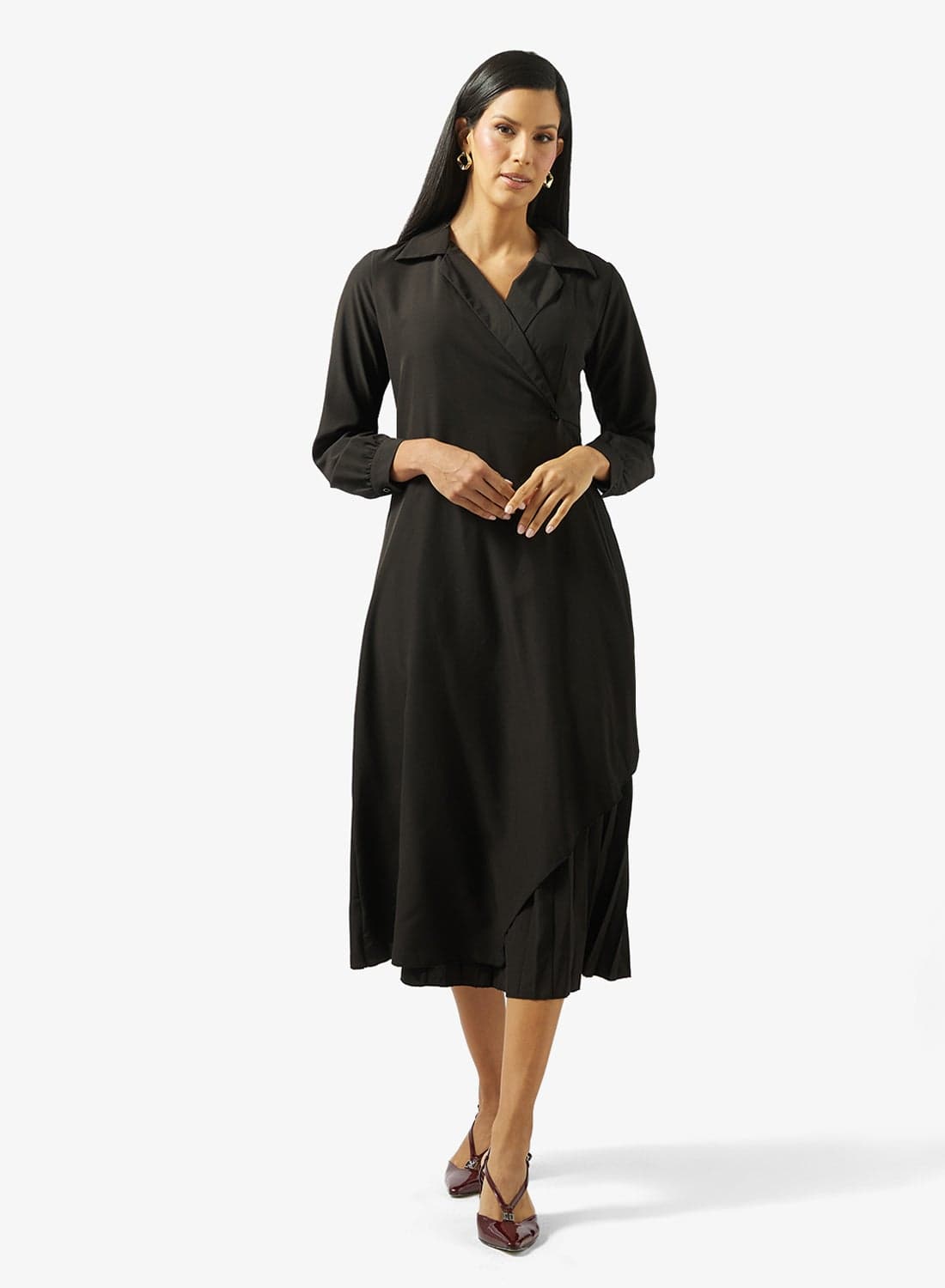 Wrap Dress With Pleats