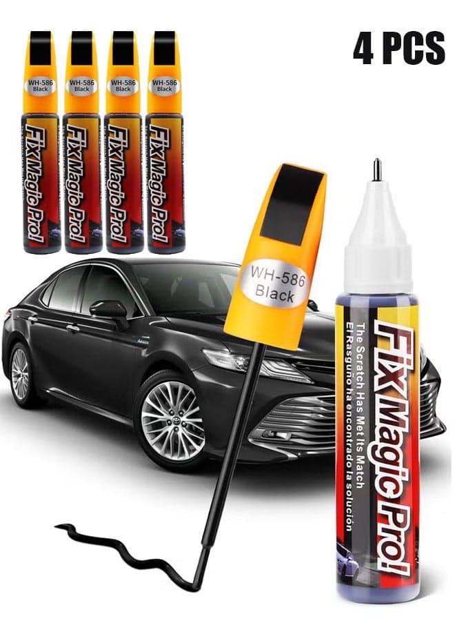 Touch Up Paint for Cars, 4 Pcs Black Car Paint Scratch Repair, Two-in-One Car Paint Scratch Repair, Car Scratch Remover Pen, Automotive Touch Up Paint Pen to Repair Car Paint Scratches