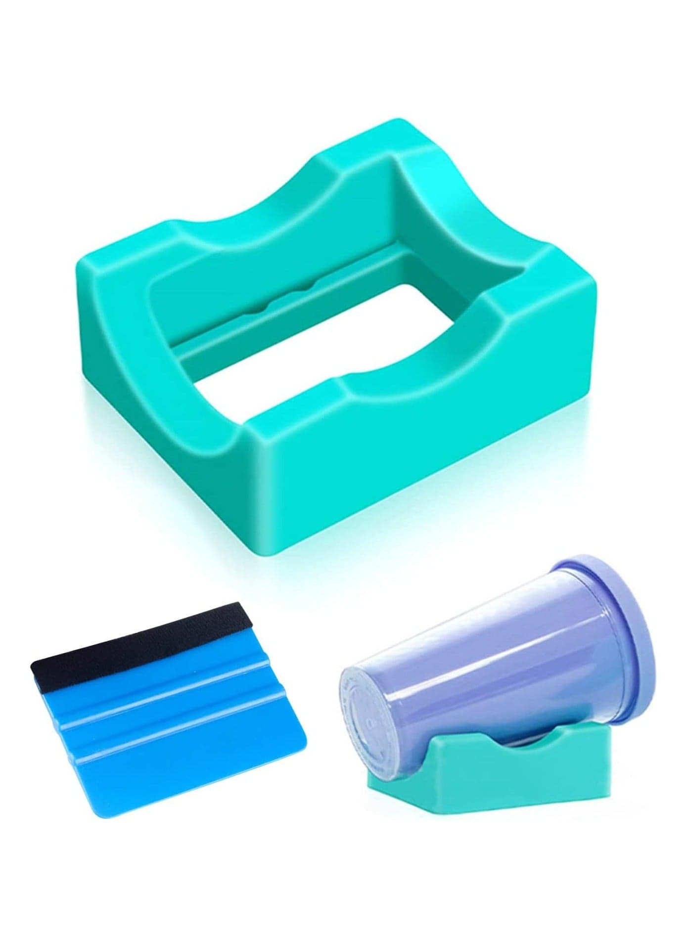 Non-Slip Silicone Cup Cradle with Felt Edge Squeegee for Applying Vinyl Decals on Tumblers