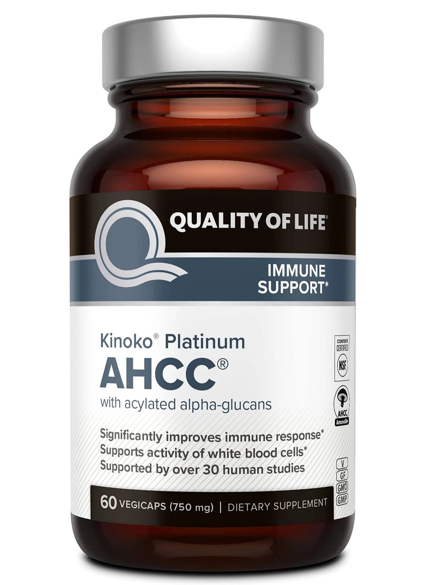 Quality of Life Labs, Kinoko Platinum AHCC, 60 Veggie Capsules