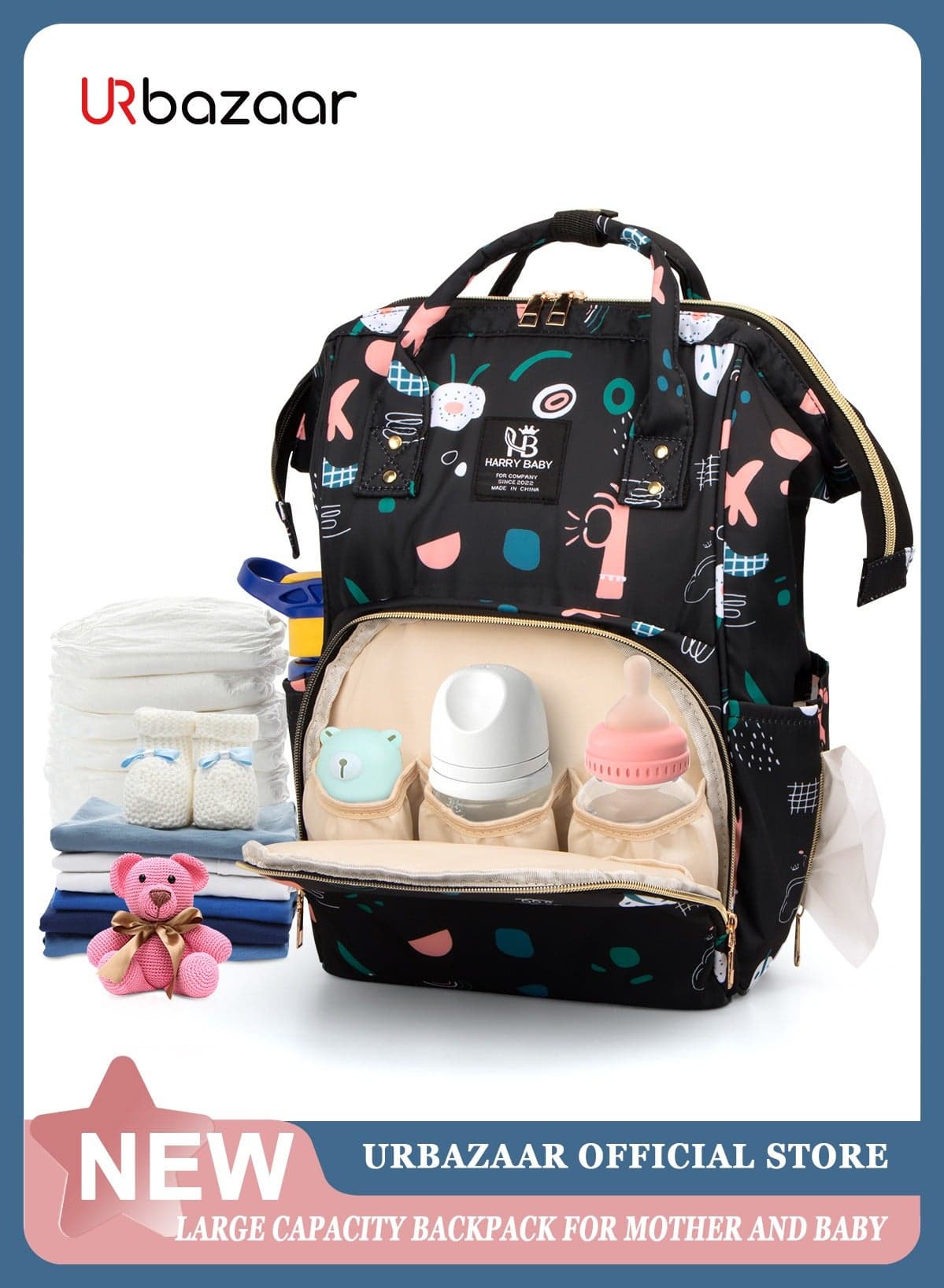Baby Diaper Bag Backpack - Baby Bag for Boys and Girls, Diaper Backpack - Large Diaper Bags for Travel - Baby Gifts & Bath Search Log - Newborn Essentials & Supplies for Mom