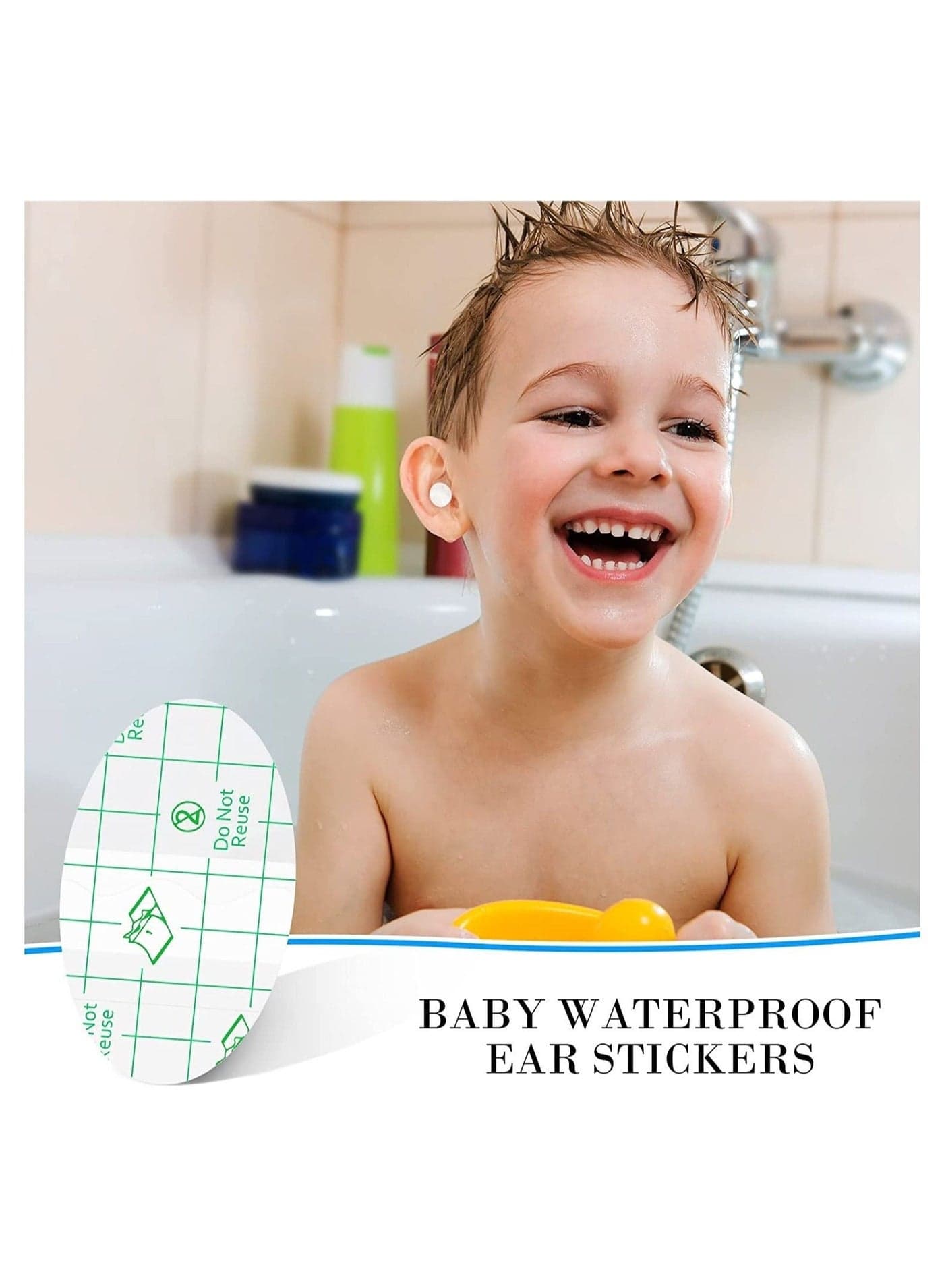 60 Pieces Baby Waterproof Ear Stickers Ear Covers for Swimming Shower Ear Protectors with Ear Plugs for Kids Newborn Disposable Ear Covers for Shower Surfing Snorkeling and Other Water Sports