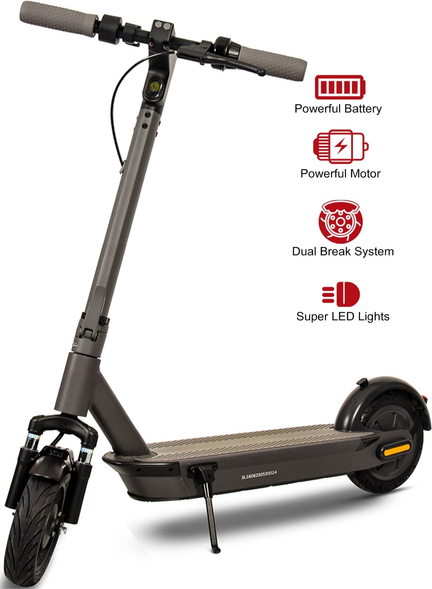 Electric Scooter with LCD & App Control | Strong Built, Waterproof Battery, 50km Super Long Range, Suspension Fork, 3-Level Speed up to 25km/h– E scooter EM-1606-B (Black)