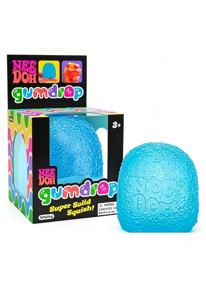 Schylling NeeDoh GUMDROP Stress Relief Squeeze Fidget Toy, Soft Squishy Sensory Stress Ball for Kids & Adults, Anxiety Relief Tactile Fidget Toy- Blue