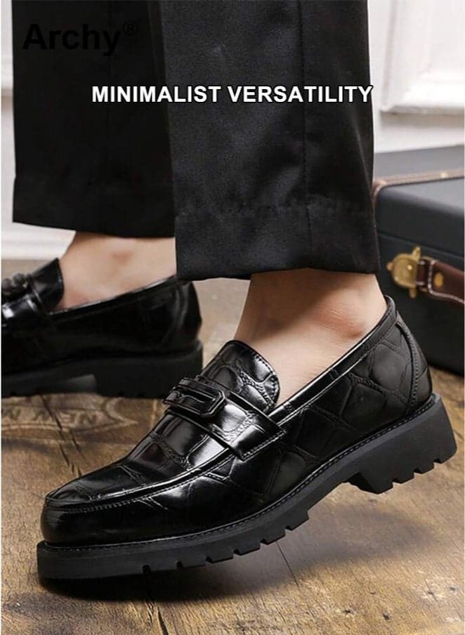 Men's New Large-Size Patent Leather Loafers - Slip-On Business Wedding Shoes | Shiny Finish, British Style, Trendy Thick Sole