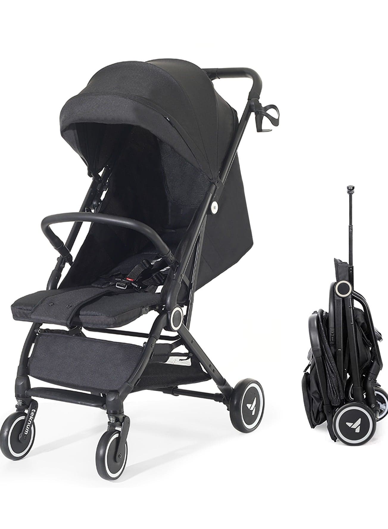 Travel Cabin Stroller With Coffee Cup Holder - Black