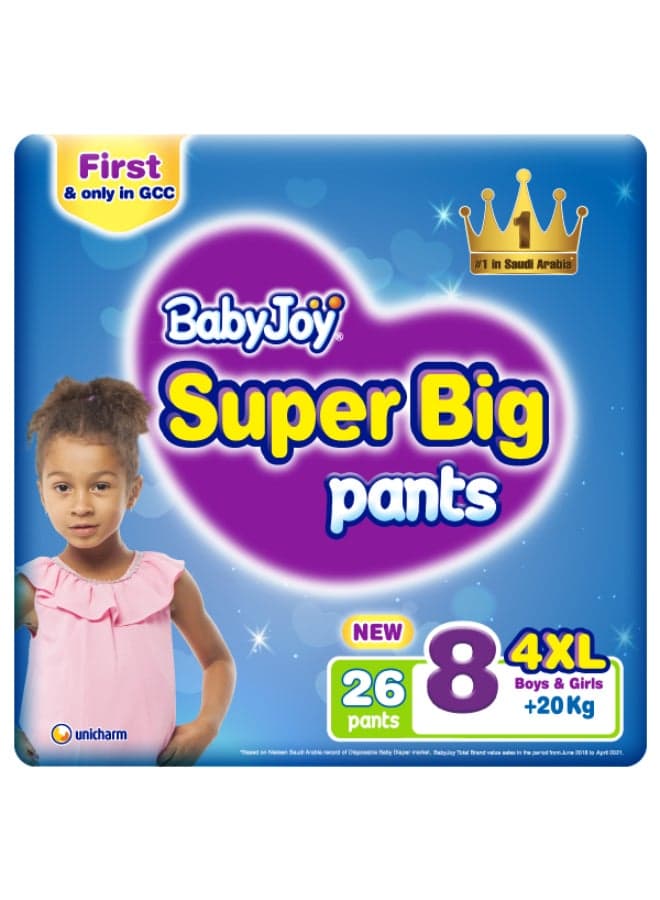 Pants Diapers, Size 8, 20+ Kg, 26 Count - 4XL, Boys And Girls