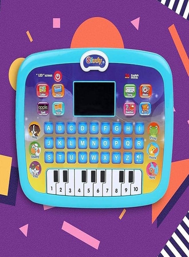 Leaffybezz Educational Computer Mini Laptop Toy for Kids - LED Display and Fun Music - Learning Alphabets, Numbers, Words, Animals (Big Laptop Multicolor)