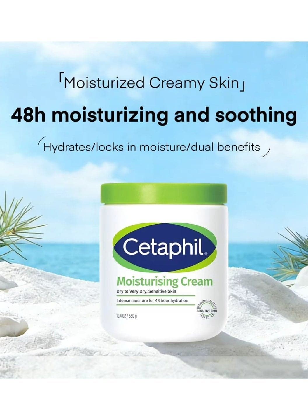 Cetaphil White Moisturising Cream 550g - Non-Irritating Formula for Dry & Sensitive Skin