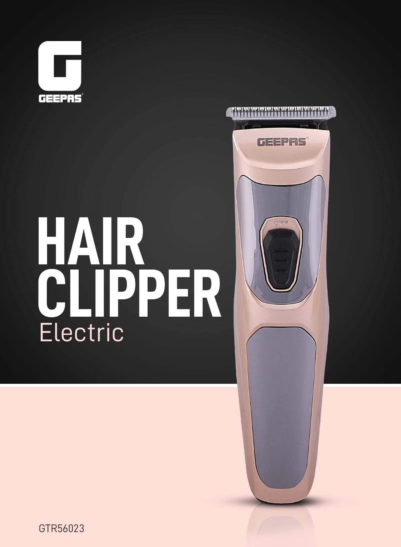 Geepas GTR56023 Electric hair clipper/ Trimmer, 45 mins cordless use, Cordless trimmer, Rechargeable Hair Clipper, Perfect For Salon And In House Styling