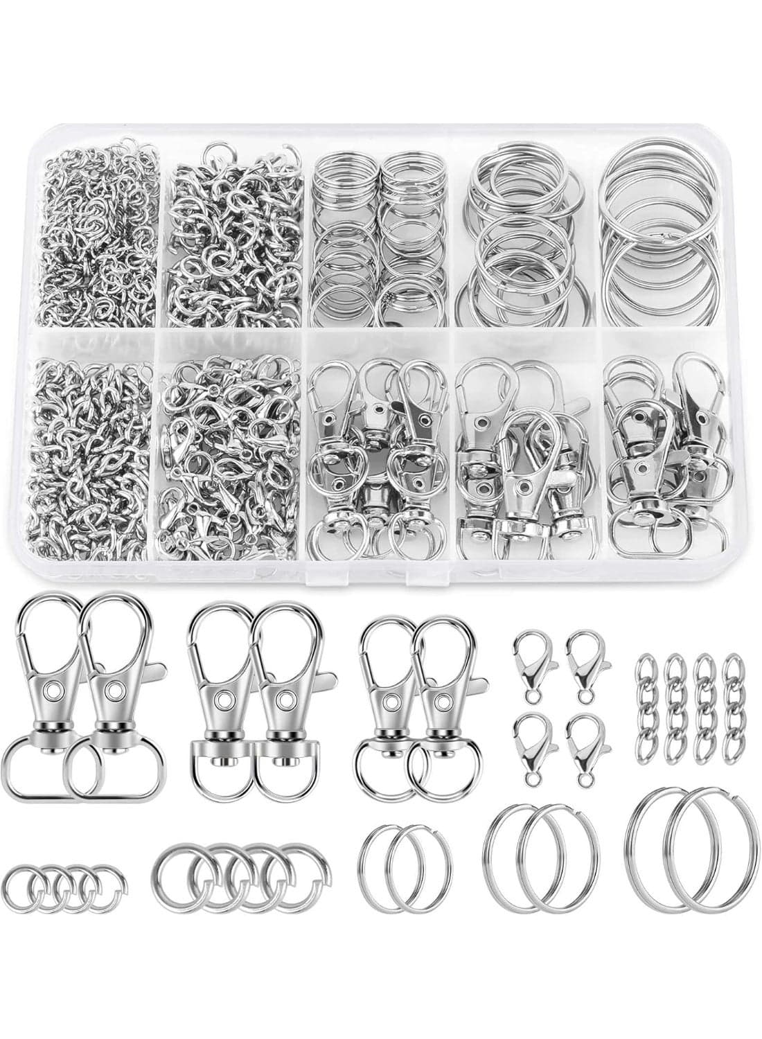 523PCS Keychain Making Kit, Keychain Making Supplies Including Keychains Clips Hooks, Key Chain Rings, Lobster Claw Clasps and Jump Rings for Jewelry Making Supplies, Crafts