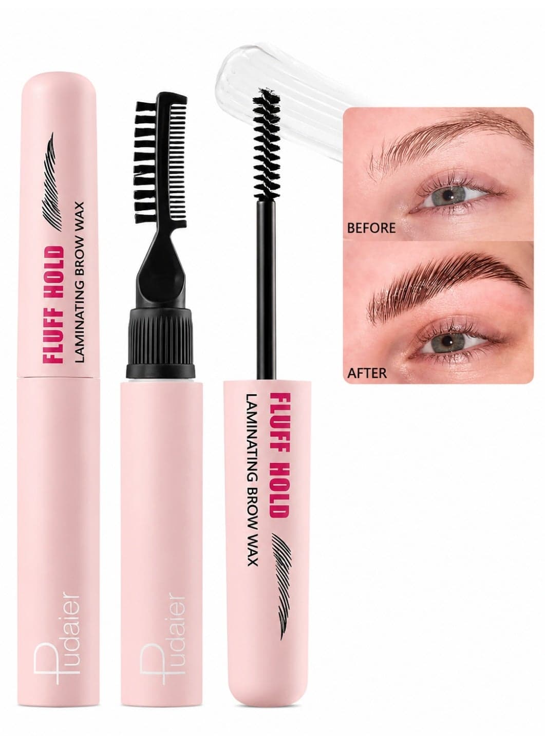 Fluff Hold Laminating Brow Wax Styling Gel for Feathered & Fluffy Brows Clear Brow Gel No Sticky Long Lasting Eyebrow Setting Gel Healthy Waterproof Eyebrow Gel Brow Lamination Effect for Women