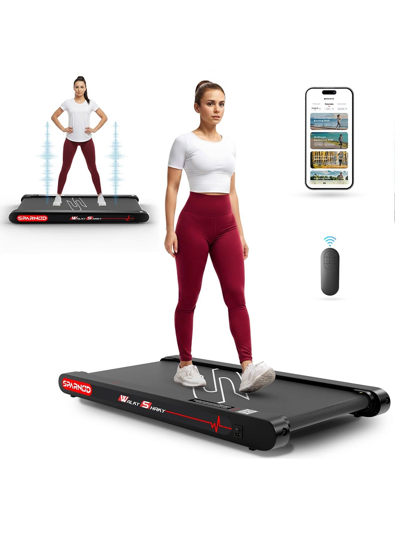 WalkyShaky Vibration Walking Pad – Under Desk Walking Pad Treadmill for Home & Office, 4 Vibration Massage Modes Treadmill, App & Remote Control, LCD Display (WalkyShaky)