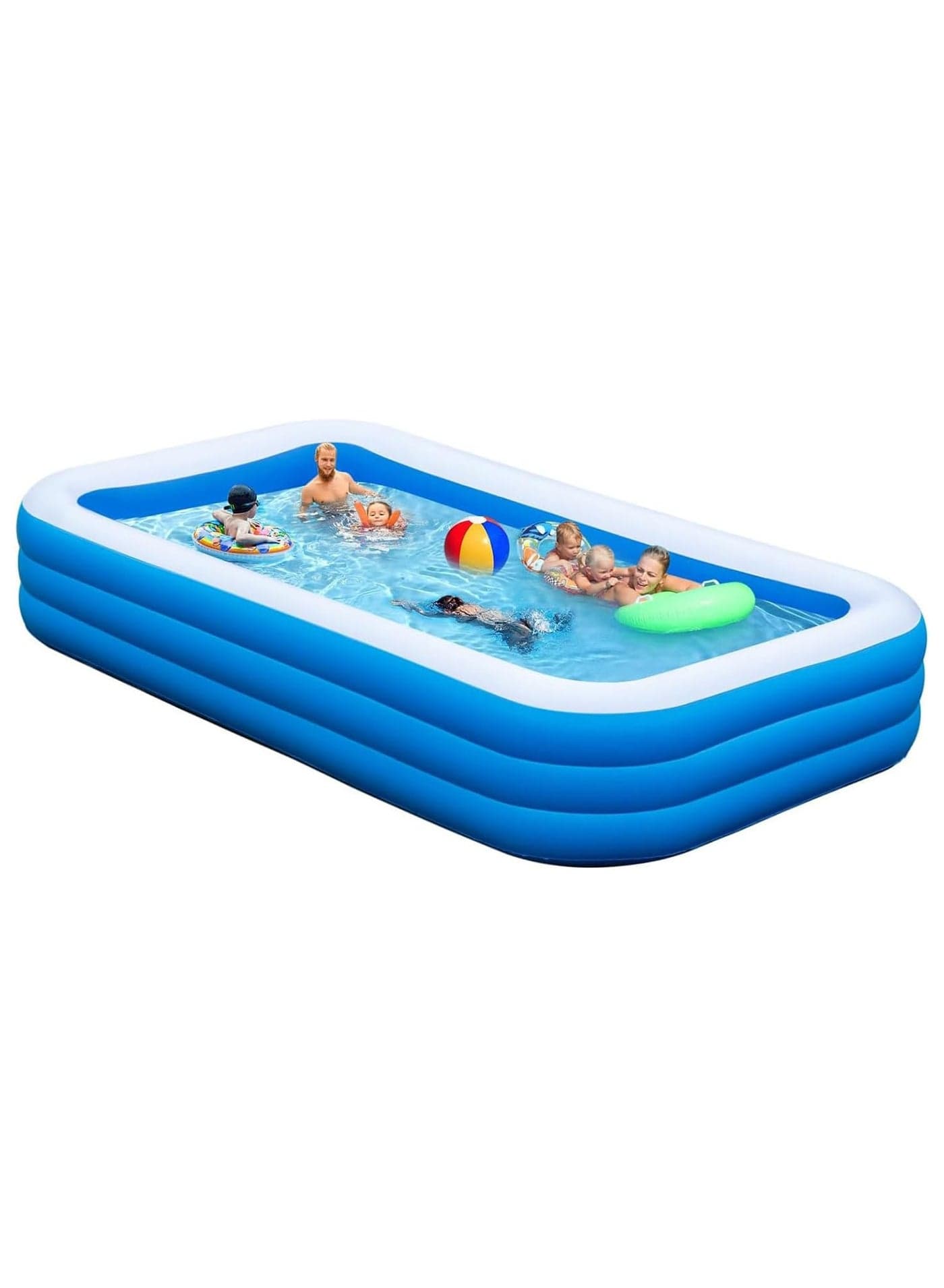 Inflatable Swimming Pool, Kiddie Pool with Electric Air Pump, Large Size Blow Up Swimming Pool, Giant Rectangle Lounge Blow Up Pool for Indoor Outdoor Backyard Ground