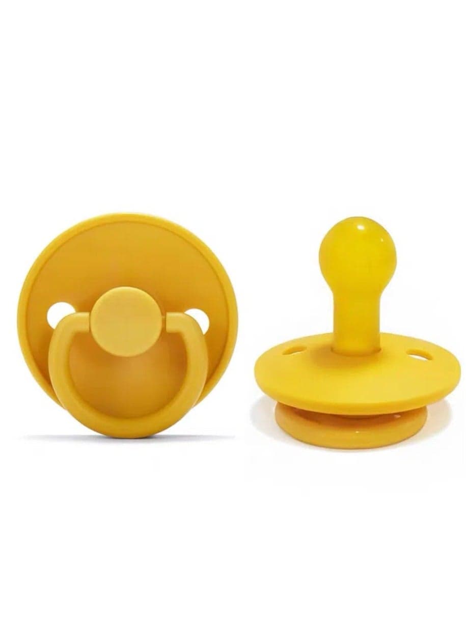 Baby Pacifiers | 1-Pack Soothers | Round Nipple | BPA-Free Natural Latex Food Grade | Super Soft Bite Resistance | Sleep Anti-Flatulence | Baby Teething Toy | Yellow