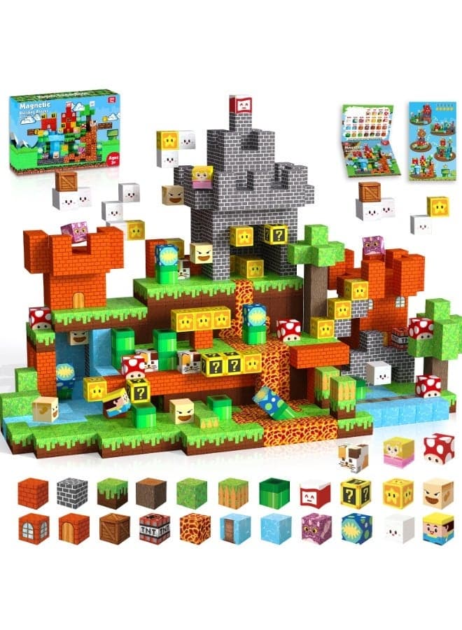 Magnetic Blocks-150PCS Fun Castle Magnetic Building Blocks Magnetic Cubes Stacking, Build Magnetic Blocks Set, STEM Sensory Toys for Kids Boys Girls Ages 3 4 5 6 7 8 9 10, Perfect Gifts for Kids