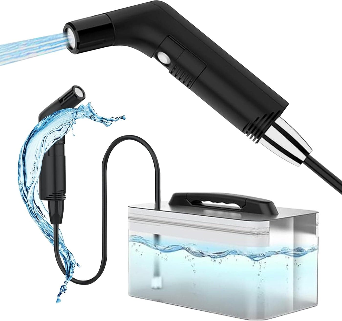 Portable Bidet for Travel – Rechargeable Travel Bidet Shattaf with Water Tank – Handheld Muslim Bidet Sprayer for Toilet, Camping, Hiking, Outdoor Use – Compact, Lightweight, Portable, Hygienic