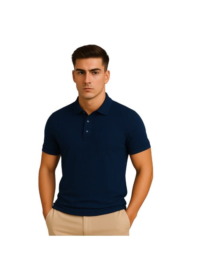 Men's Polo T-Shirt | 240 GSM Honeycomb Fabric | Pure Cotton Regular-Fit Tee In Basic Colors | Comfortable And Stylish Everyday Wear