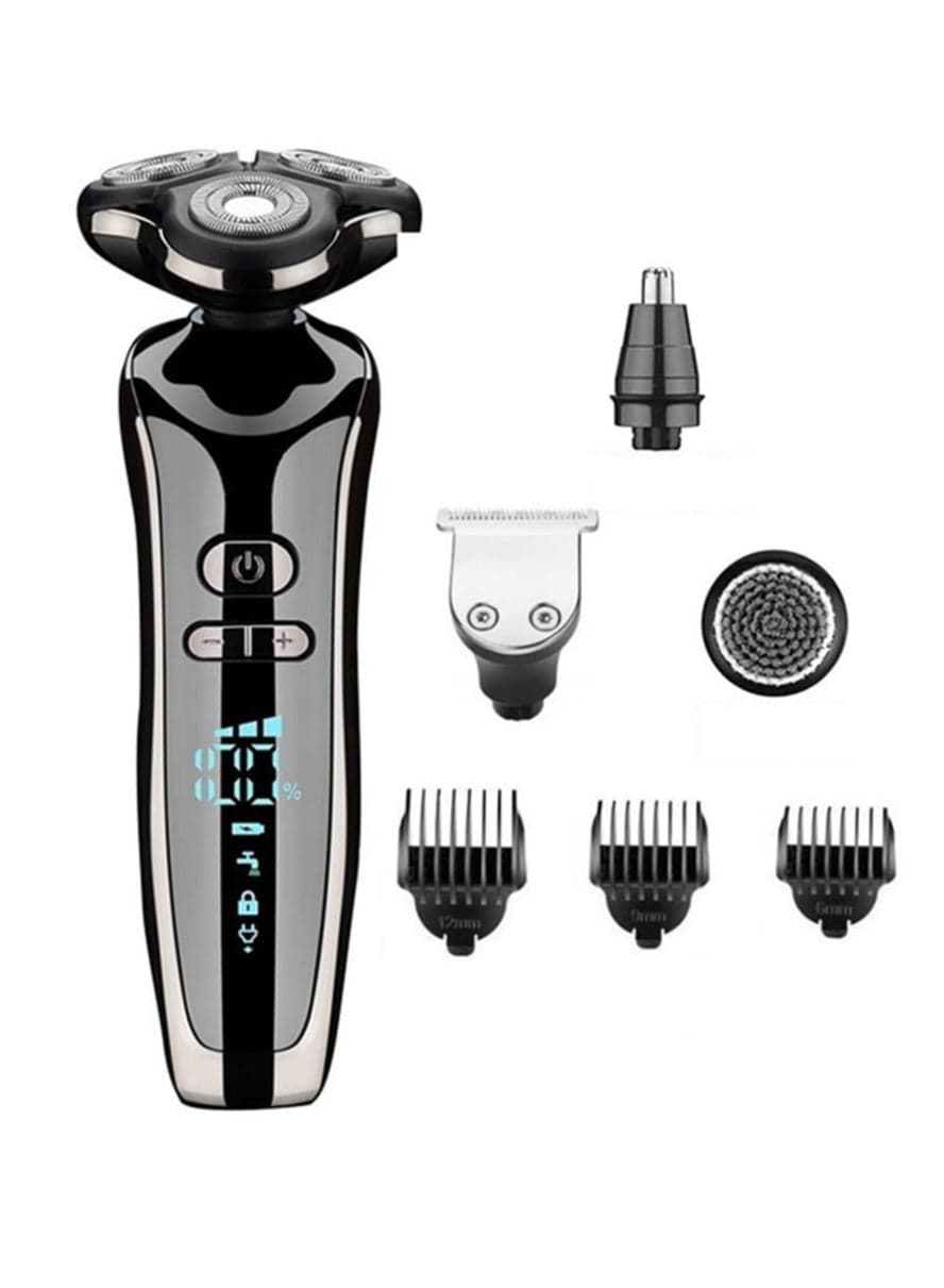 4-in-1 Electric Razor for Men, Versatile Shaver Kit with 4D Rotary Shaver, Hair Clipper, Nose Trimmer and Face Brush for Ultimate Grooming