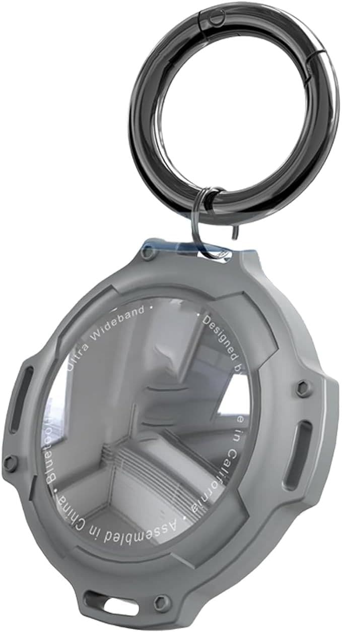 Gray Full Coverage Shockproof Protective Case With Keychain For Trackers