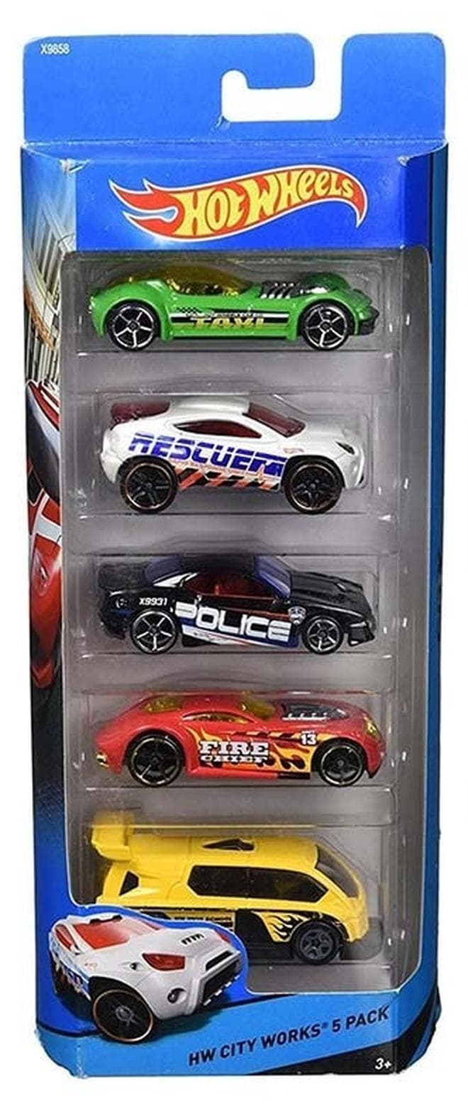 Hot Wheels Basic Car Pack Of 5 Assorted Designs & Colors Diecast 1:64 Scale Metal Cars Starter Collection – Die-Cast Toy Car for Kids & Collectors