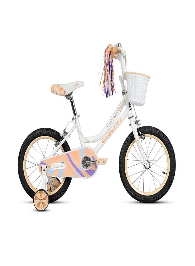Orxy Kids Bike | 18 Inch Wheel Size With Training Wheels | Single Speed | Light Peach Color
