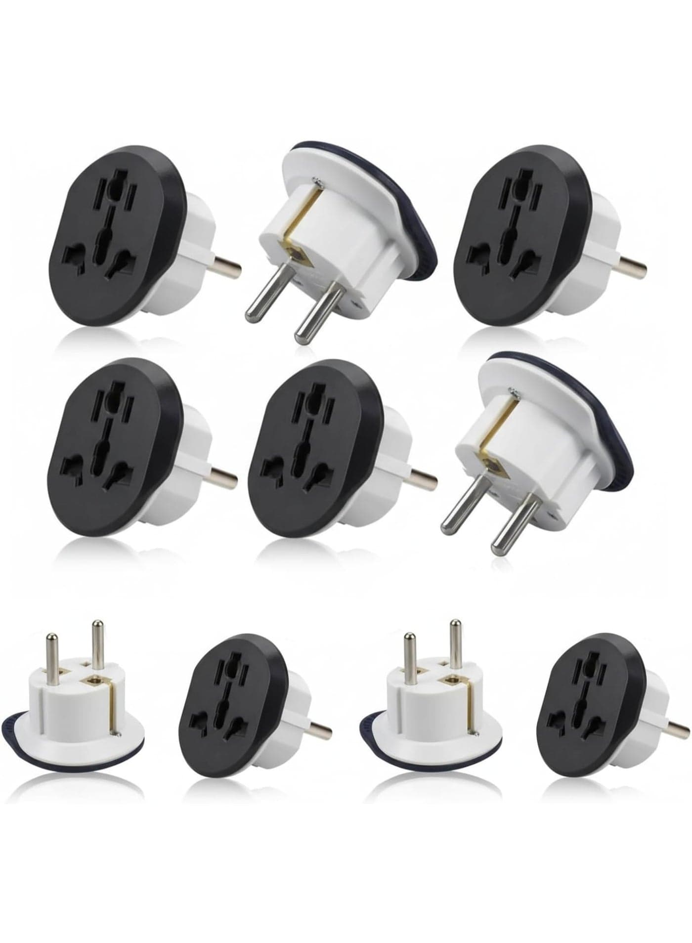 4 Pcs UK to EU Plug Adapter – 3 Pin to 2 Pin Electric Switch – 16A 250V Universal EU Converter – UK/US/AU/CN to Europe Travel Plug Adapter – European Socket Converter