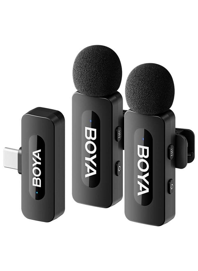 BOYA BY-V20 Wireless Lavalier Microphone for USB-C Interface Device,Noise Noise-cancelling Mini Condenser for Video Audio Recording