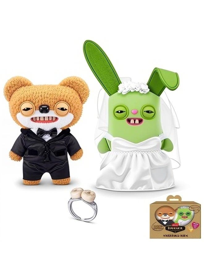Fuggler Wedding Fuggs 9-Inch Plush 2-Pack by ZURU – Funny Ugly Monster Stuffed Animals with Human-Like Teeth & Tooth Ring, Collectible Plush for Kids, Tweens, Teens & Adult Fans