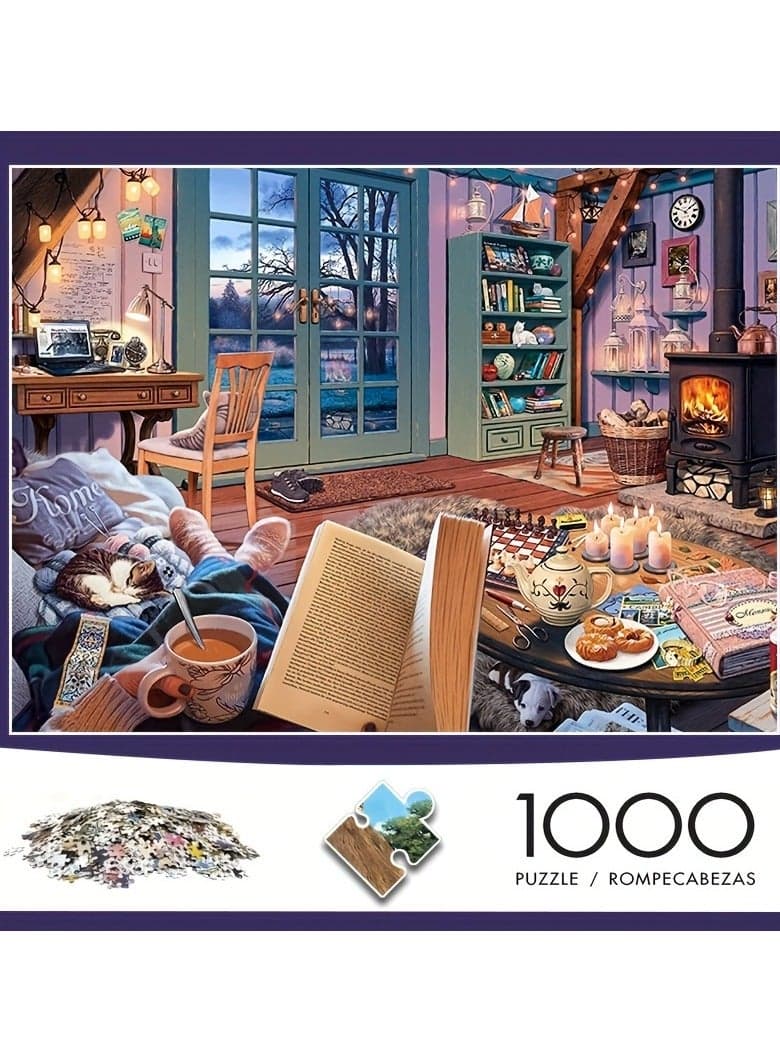 1000-Piece Cozy Home Scene Jigsaw Puzzle for Adults & Teens – Challenging Mini Puzzle with Micro Pieces, Ideal for Relaxation and Home Decoration – Perfect for Beginners and DIY Enthusiasts, Educational and Decompression Activity for Age 14+