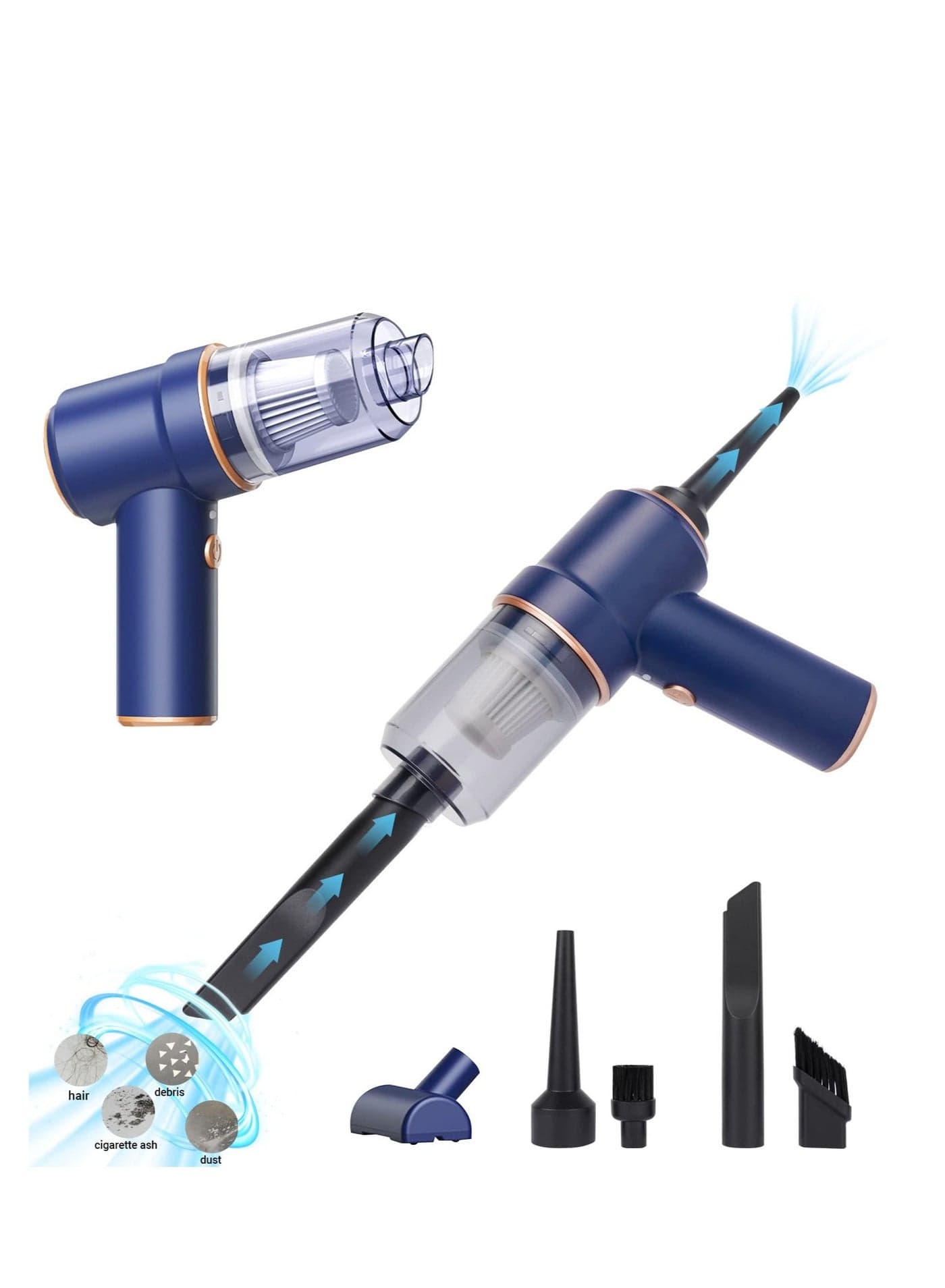 Car Vacuum Cleaner Cordless, Handheld Vacuum&Air Duster, 9000PA Suction 120W High Power Wet/Dry Use Portable Vacuum Cleaner with Multi-nozzles and Floor Brush for Vehicle/Home/Office, Pet Hair