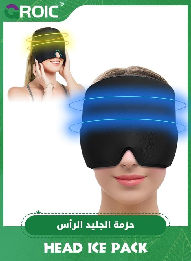 Migraine Ice Head Wrap, Gel Head Ice Pack Wrap with Hot and Cold Therapy, Headache Ice Pack Eyes Mask for Sinus, Puffy Eyes, Tension and Stress Relief (Single Layer 470g)