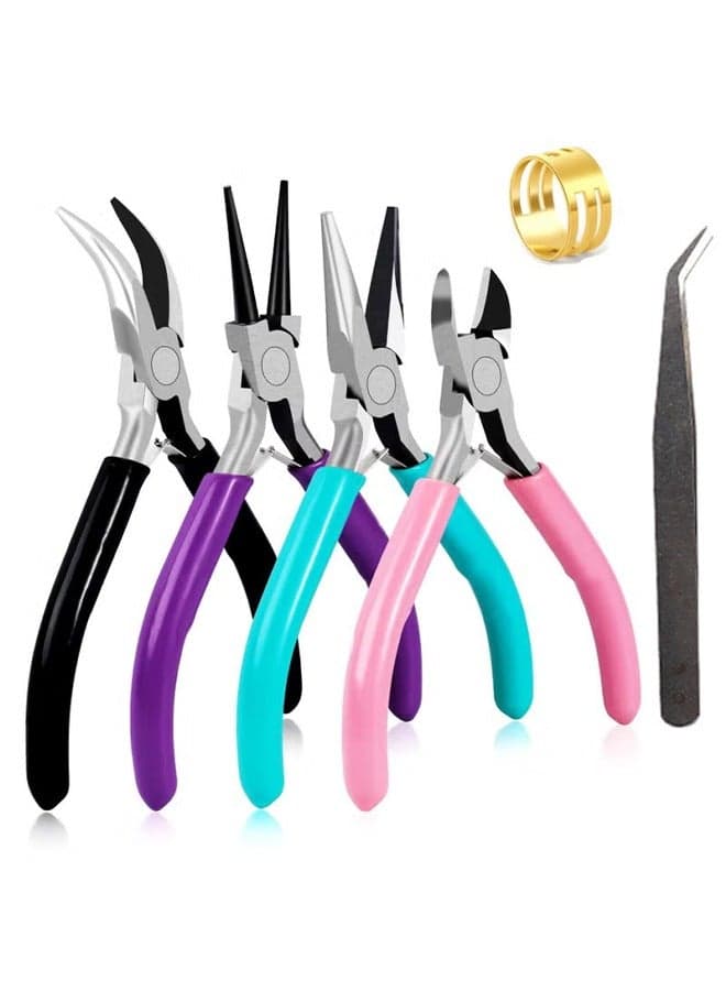 4 Pack Jewelry Pliers Jewelry Making Pliers Tools Kit With Needle Nose Pliers Or Chain Nose Pliers, Round Nose Pliers, Bent Nose Pliers, Wire Cutters For Wire Wrapping Earring Craft Making Supplies