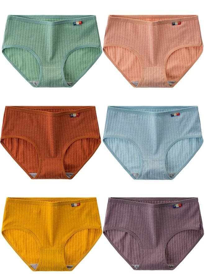 Zeemey 6-Piece Cotton Bikini Breathable Panties Low Waist Fashionable Ladies Panties