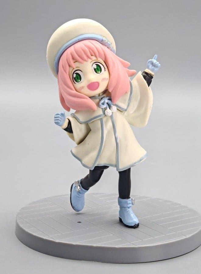 Spy x Family Anya Forger in White Hat Winter Outfit Adorable Anime Figure ,Desktop Decor and Delightful Birthday Gift 12cm
