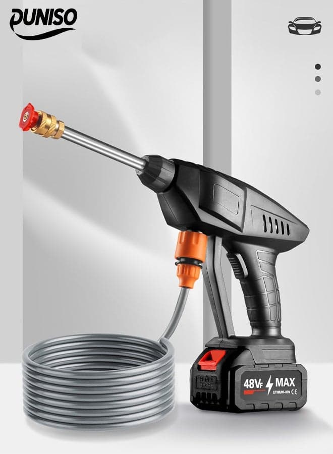 Portable Cordless High Pressure Washer, Battery Powered Handheld Car Mounted High Pressure Washer with 6-in-1 Nozzle Soap Dispenser, Battery Powered with Tool Box for Car/Fence/Floor Cleaning and Watering