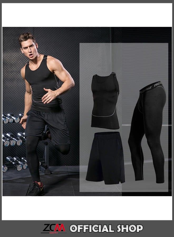 3-Piece Fitness Running Compression Suits
